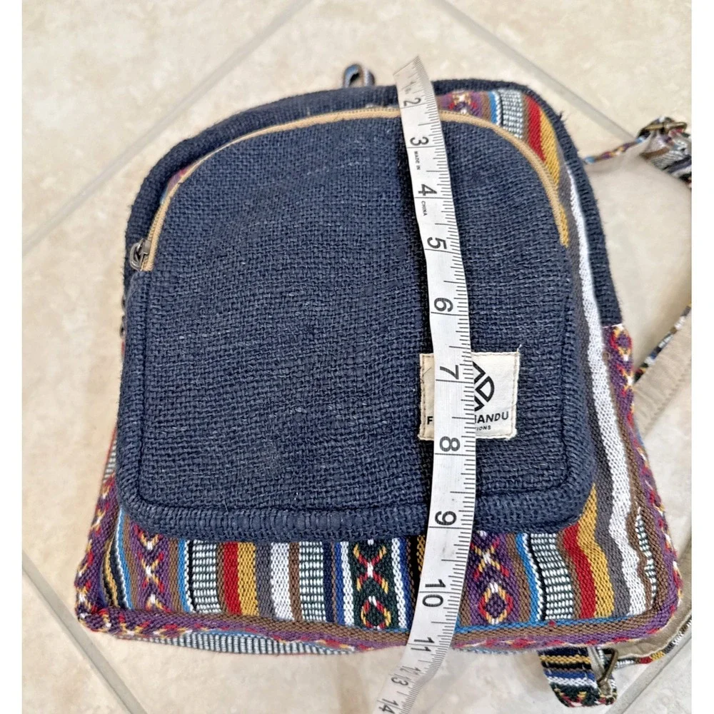 NEW Freakmandu Blue Hemp Bohemian‎ Backpack Aztec Southwestern Napal Festival
